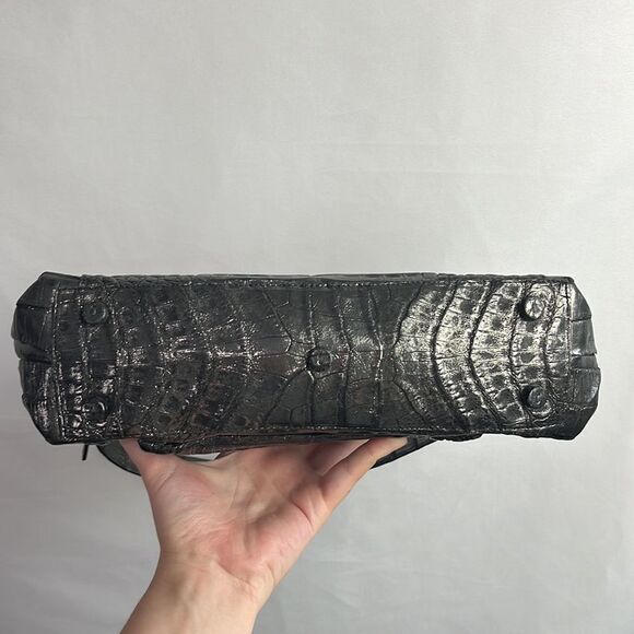 Nancy Gonzales Gun Metal Crocodile Satchel Bag - Picture 4 of 12